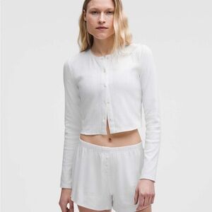 Lululemon Cotton Pointelle Cropped Button Shirt